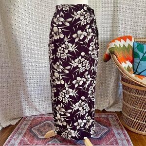 90s Vintage Old Navy Brown Tan Tropical Floral Midi Maxi Wrap Skirt Size Small